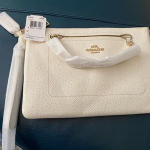 Coach Leather Pebbled Medium Folio Chalk